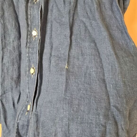 Everlane Womens Blue Denim Button Down Embroidered - Picture 3 of 8